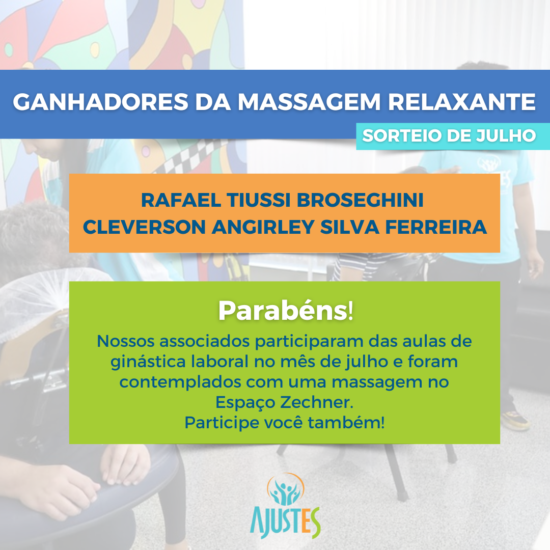 Ganhadores da massagem relaxante – sorteio de julho