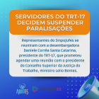 Servidores do TRT-17 decidem suspender paralisações