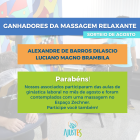 Sorteados de agosto para massagem relaxante